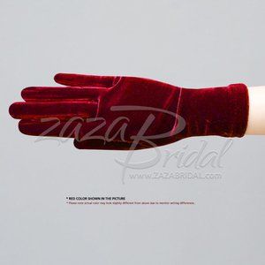 Stretch Velvet Gloves Slip-On Wrist Length 2BL
